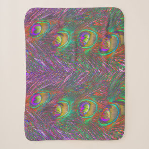 Christmas Tinsel Peacock Feathers Sherpa Blanket