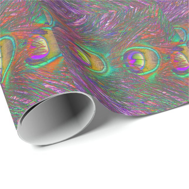 Christmas Tinsel Peacock Feathers Wrapping Paper (Roll Corner)