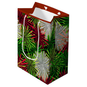 Christmas Tinsel PomPoms - Red, Green and White Medium Gift Bag