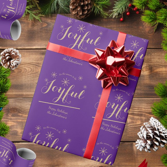 Christmas Tis The Season Chic Script Rustic Purple Wrapping Paper (Wrap things up with this cheerful and elegant gift wrap.)