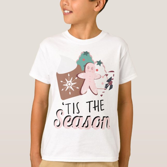 Christmas Tis the Season Cookies Hot Chocolate   T-Shirt (Front)
