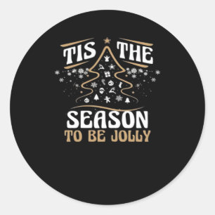 Christmas Tis The Season Cute Jolly Classic Round Sticker