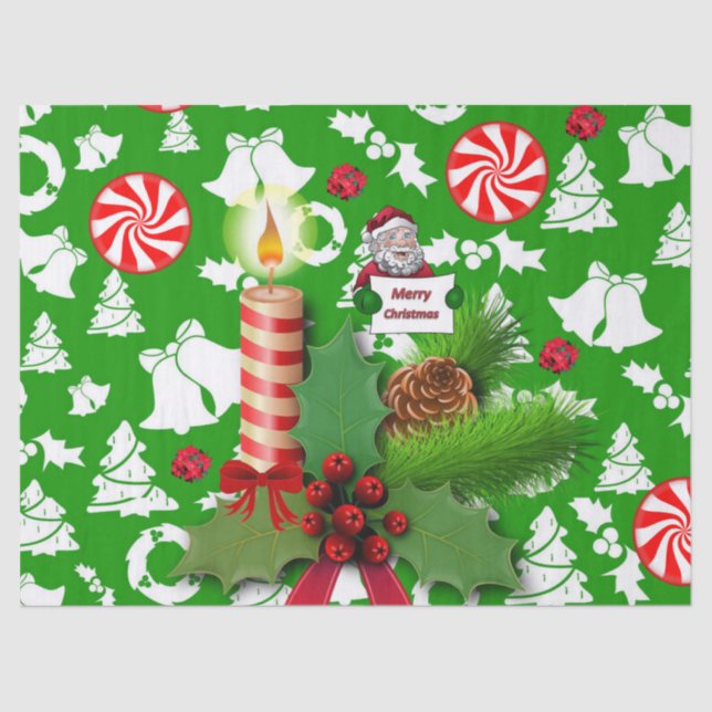 Christmas Tissue Paper, Merry Christmas Candle Paper (Front)