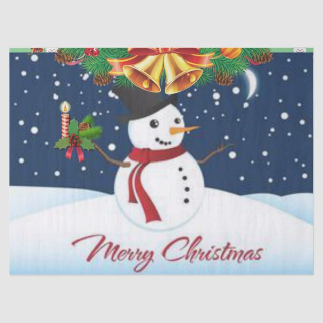 Christmas Tissue Paper, Merry Christmas, Snowman Tissue Paper (Front)