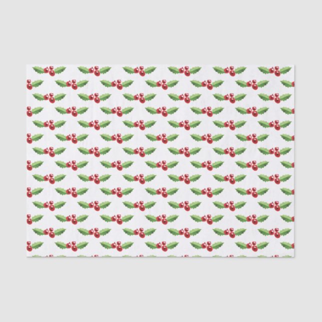Christmas Tissue Paper Red and Green Holly (Front)