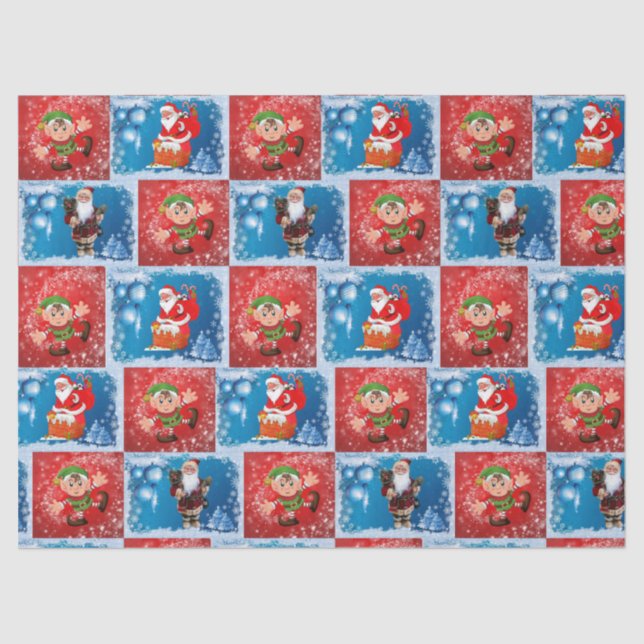 Christmas Tissue Paper, Santa, Elf Paper (Front)