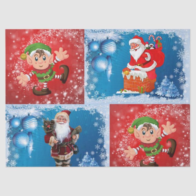 Christmas Tissue Paper, Santa, Elf Paper (Front)