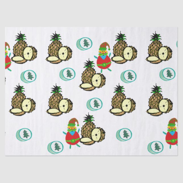 Christmas Tissue Paper Santa Pineapples (Front)