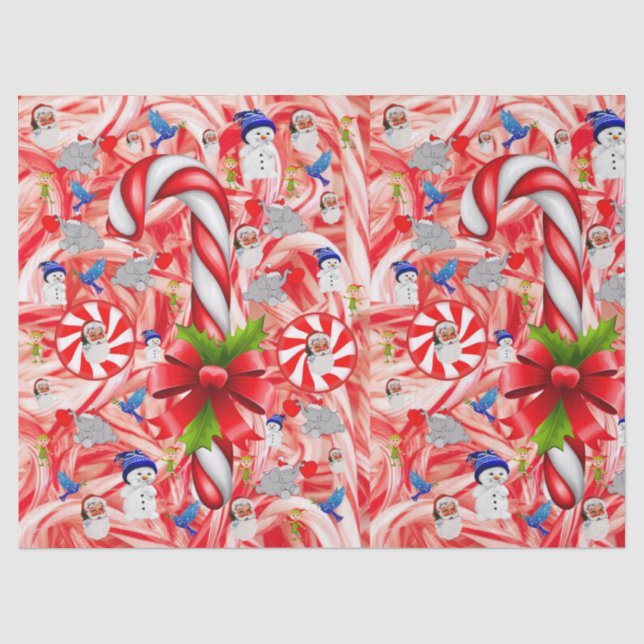 Christmas Tissue Paper, Snowman, Candy Cane Paper (Front)