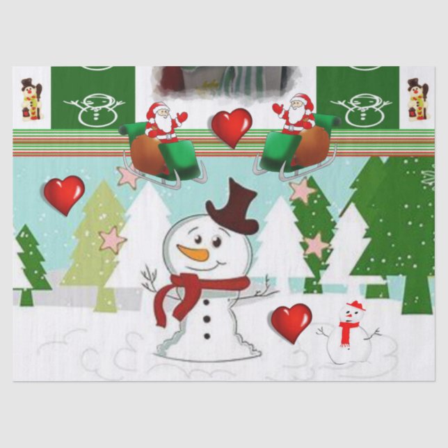 Christmas Tissue Paper, Snowman Paper (Front)