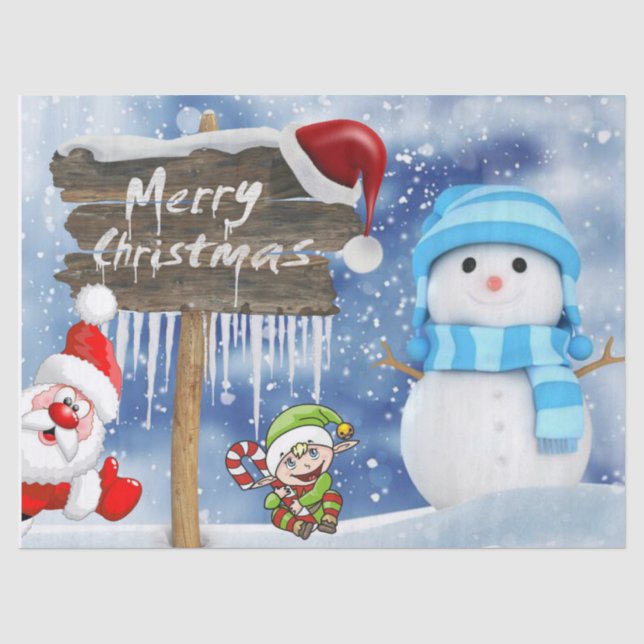 Christmas Tissue Paper, Snowman Paper (Front)