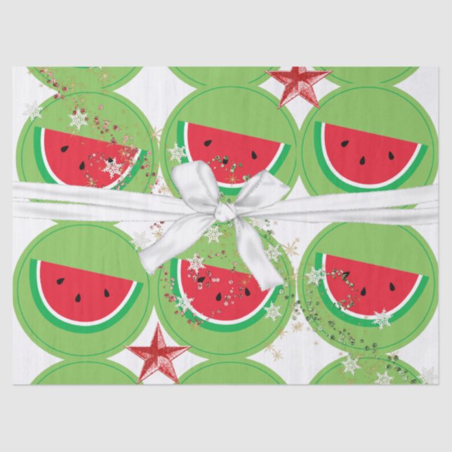 Christmas Tissue Paper Watermelon White Bow (Front)
