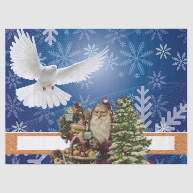 Christmas Tissue Paper, White Dove, Vintage Paper (Front)