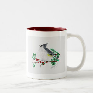 christmas titmouse, Tufted Titmouse Two-Tone Coffee Mug
