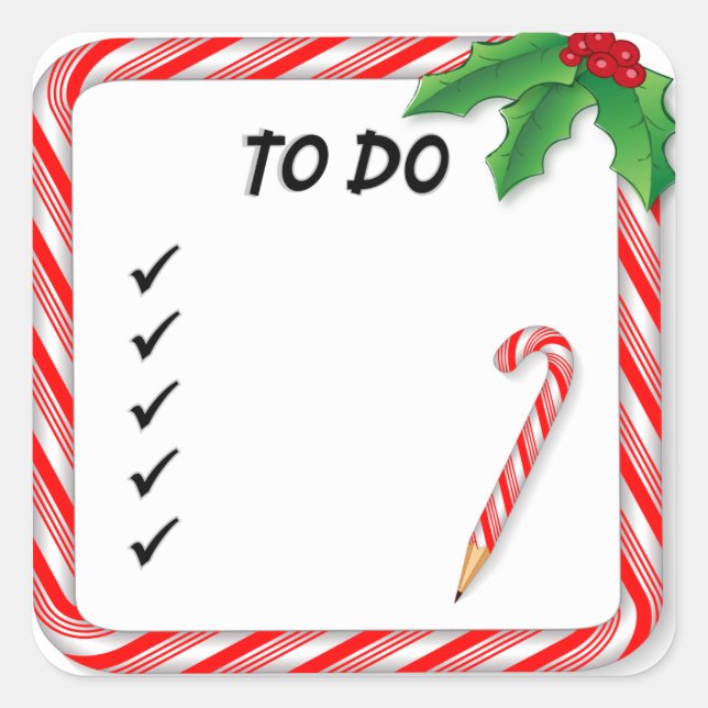 Christmas To Do List Square Sticker (Front)