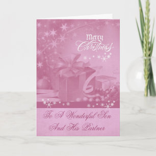 Christmas To Son And Partner Greeting Card