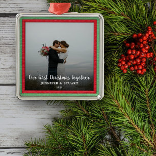 Christmas Together photo couple holiday Metal Tree Decoration