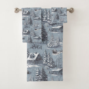 Christmas Toile Bath Towel Set