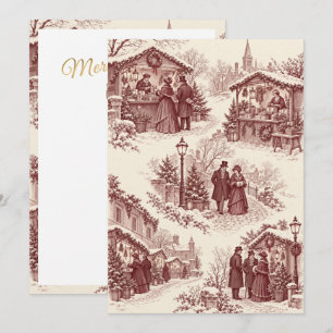 Christmas Toile Flat Card VT 2 – Christmas Market