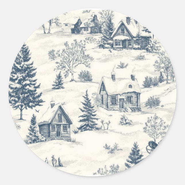 Christmas Toile Pattern Accessories Classic Round Sticker (Front)