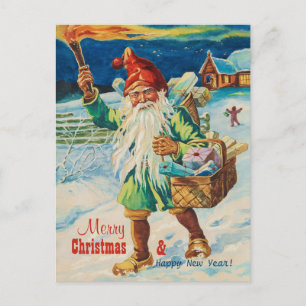 Christmas tomte with torch CC0938 Jenny Nyström Holiday Postcard