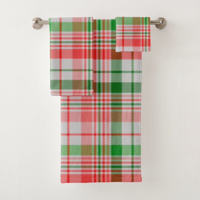 Christmas Toned Plaid Bath Towel Set (Insitu)