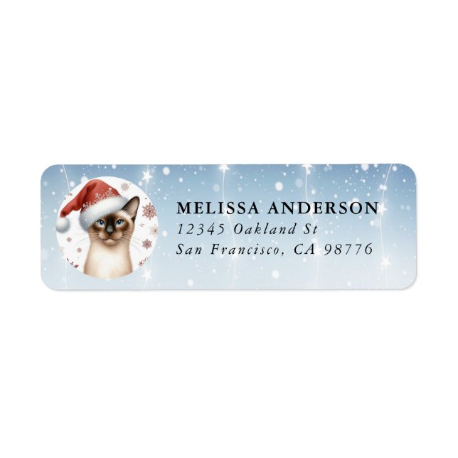 Christmas Tonkinese Cat Return Labels (Front)