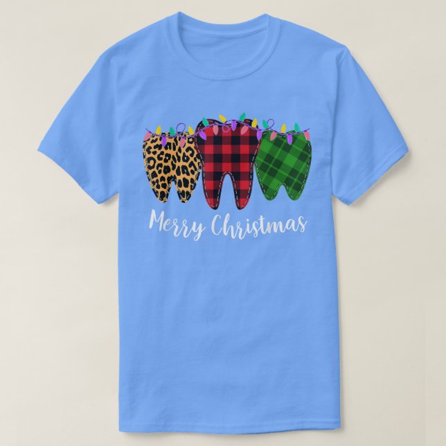 Christmas Tooth Dentist Dental Assistant Teeth Leo T-Shirt (Design Front)