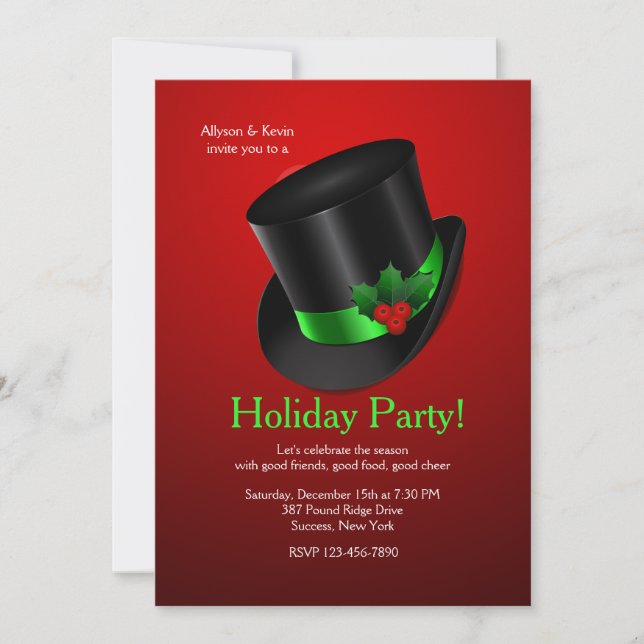 Christmas Top Hat Invitation (Front)