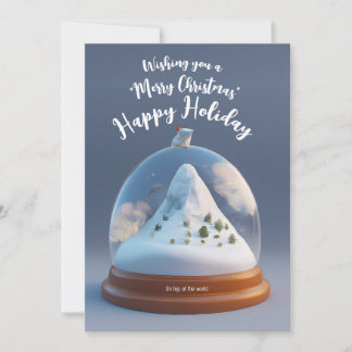 christmas top of the world snowglobe tiny mouse holiday card