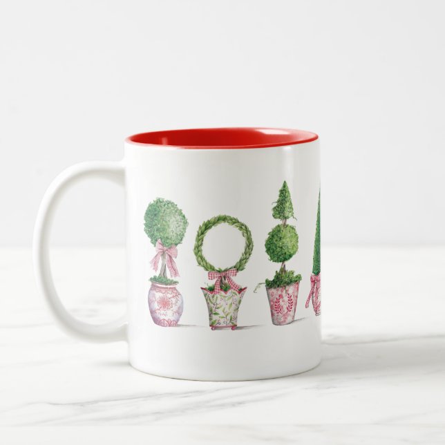 Christmas Topiaries Coffee Mug (Left)