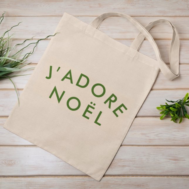 Christmas Tote Bag | J’adore Noël Modern Holiday (“J’adore Noël” tote bag by Guava, featuring chic modern typography for stylish Christmas gifting)