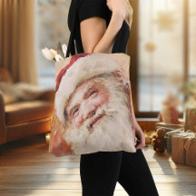 Christmas Tote Bag Vintage Santa Clause Retro Xmas