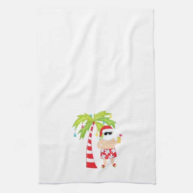 Christmas Towel with Tropical Santa (Vertical)