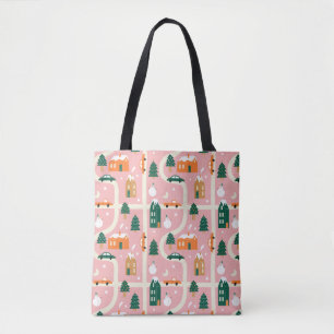 Christmas Town Holiday Map Pattern Tote Bag