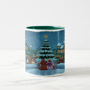 christmas town mug two tone
