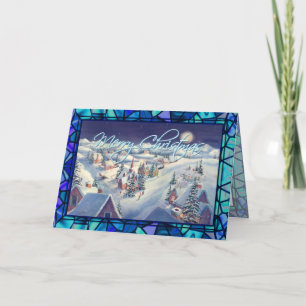 CHRISTMAS TOWN & STAINED GLASS by SHARON SHARPE Holiday Card
