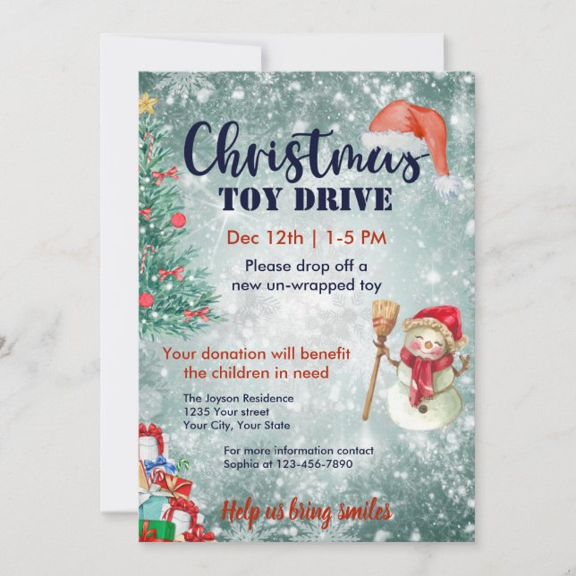 Christmas Toy Drive Family or Corporate Invitation (Front)