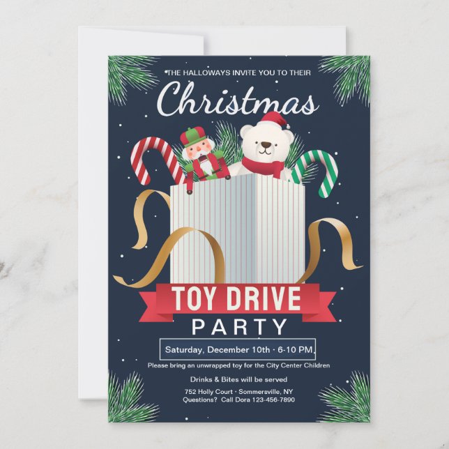 Christmas Toy Drive Party Invitation (Front)