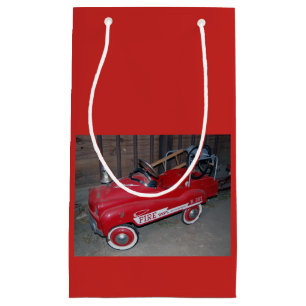 Christmas Toy Fire Truck Wagon Small Gift Bag