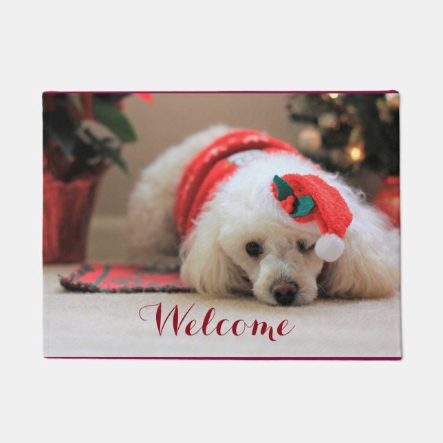 Christmas Toy poodle dog doormat (Front)