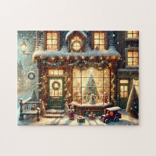 Christmas Toy Shop Festive Winter Snow Village Jigsaw Puzzle (Horizontal)