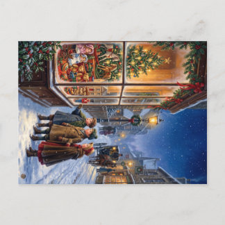 Christmas toy shop window holiday postcard