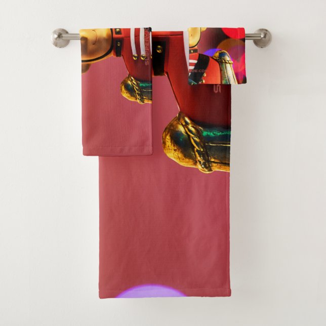 Christmas toy soldier figurine SlipperyJoe gay pri Bath Towel Set (Insitu)