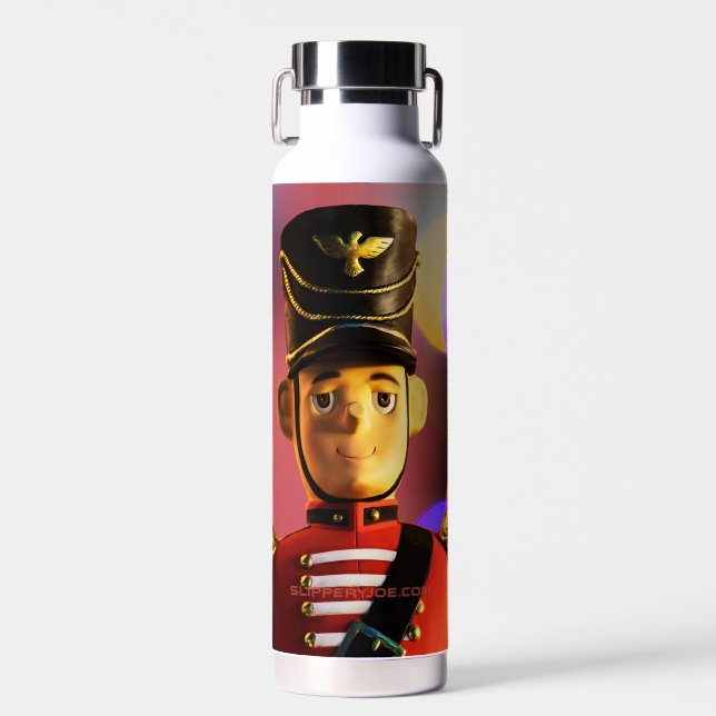 Christmas toy soldier figurine SlipperyJoe gay pri Water Bottle (Front)