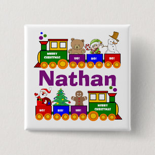 Christmas Toy Train Personalised 15 Cm Square Badge