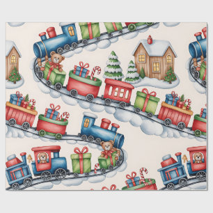 Christmas Toyland & Trains Wrapping Paper for Kids