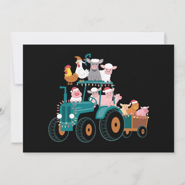 Christmas Tractor Farm Funny Holiday  Card (Front)