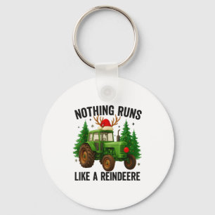 Christmas Tractor Farm Nothing Runs Like A Reindee Key Ring