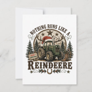 Christmas Tractor Reindeer Invitation